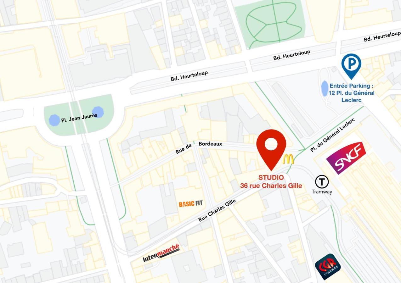Studio Avec Balcon & Parking Gratuit - Tours Gare מראה חיצוני תמונה